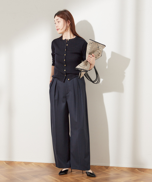 journal standard L'essage（ジャーナルスタンダードレサージュ）の「《追加》ウールトリコチン ワイドパンツ（スラックス・レディース・グレー/ネイビー・36/38）」の21枚目の写真