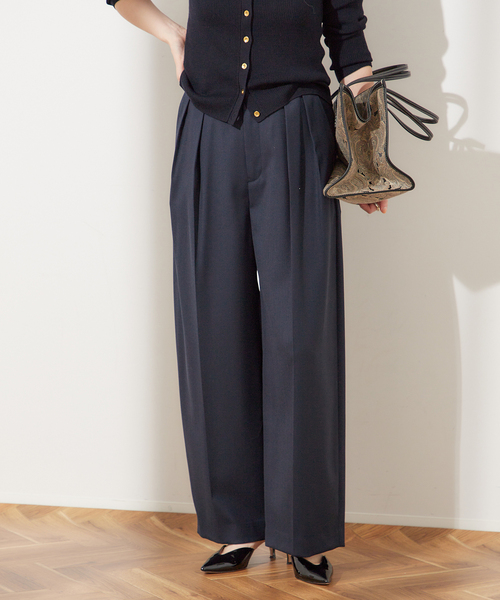 journal standard L'essage（ジャーナルスタンダードレサージュ）の「《追加》ウールトリコチン ワイドパンツ（スラックス・レディース・グレー/ネイビー・36/38）」の9枚目の写真