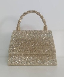 結婚式　ショルダー　バッグ　ベージュ　ゴールド　ビジュー ショルダーバッグ（ゴールド/金色系・ビジュー）ファッション通販