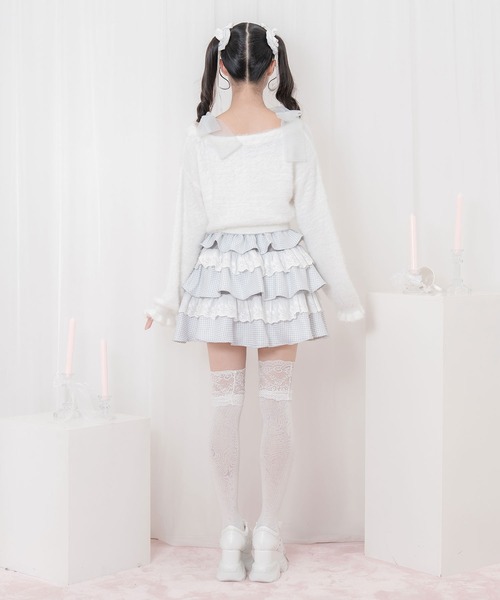 Honey Cinnamon(ハニーシナモン)の「フェザーニットカーディガンキャミセット(カーディガン/ボレロ・レディース・ホワイト/ピンク・FREE)」の8枚目の写真