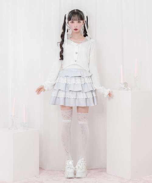 Honey Cinnamon(ハニーシナモン)の「フェザーニットカーディガンキャミセット(カーディガン/ボレロ・レディース・ホワイト/ピンク・FREE)」の9枚目の写真