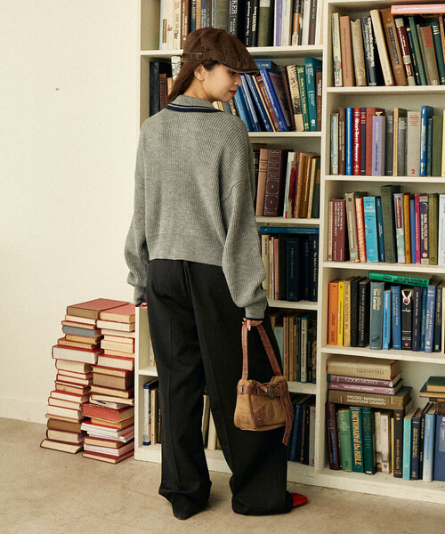 U.S. POLO ASSN.（ユーエスポロアッスン）の「U.S. POLO ASSN. × PUBLUX/ユーエスポロアッスン 襟ライン入り ドライバーズニット　限定展開（カーディガン/ボレロ・レディース・ベージュ/ネイビー/グレー/ブラック・ﾌﾘ-）」の9枚目の写真