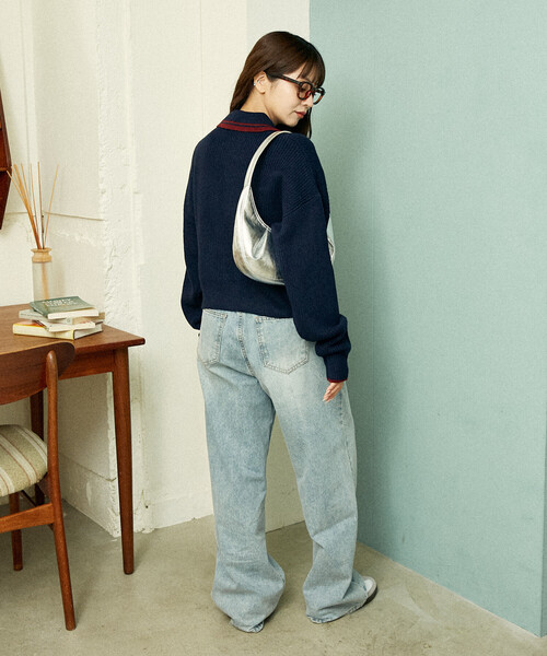 U.S. POLO ASSN.（ユーエスポロアッスン）の「U.S. POLO ASSN. × PUBLUX/ユーエスポロアッスン 襟ライン入り ドライバーズニット　限定展開（カーディガン/ボレロ・レディース・ベージュ/ネイビー/グレー/ブラック・ﾌﾘ-）」の19枚目の写真