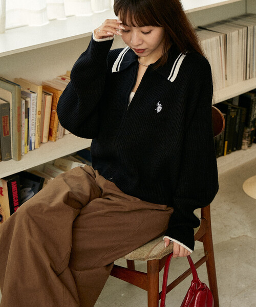 U.S. POLO ASSN. × PUBLUX/ユーエスポロアッスン 襟ライン入り