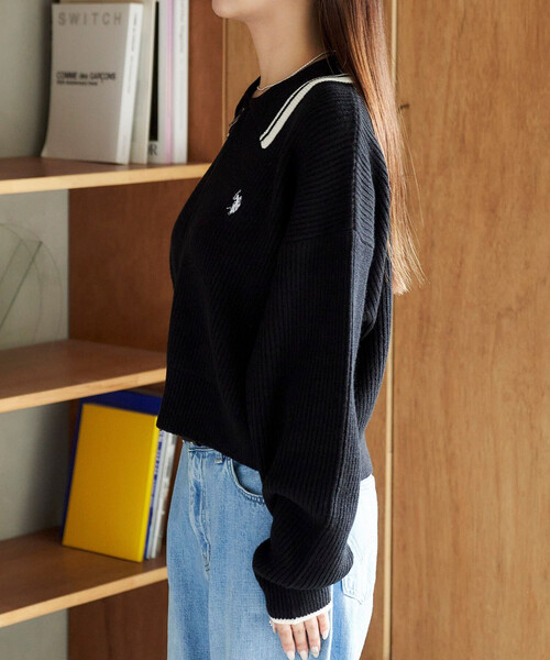 セール】U.S. POLO ASSN. × PUBLUX/ユーエスポロアッスン 襟ライン入り