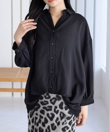 CLEAR BASIC | バックレースアップ裾タック七分袖ブラウス[オフィスカジュアル 着回し抜群 大人]≪AW新作≫(シャツ/ブラウス)