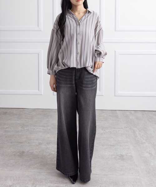 CLEAR BASIC（クリアベーシック）の「バックレースアップ裾タック七分袖ブラウス[オフィスカジュアル 着回し抜群 大人]（シャツ/ブラウス・レディース・オフホワイト/グレー系その他/ブラック/ブルー系その他/ベージュ系その他/ホワイト系その他・F）」の8枚目の写真