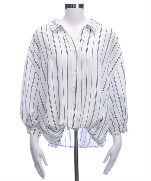 CLEAR BASIC（クリアベーシック）の「バックレースアップ裾タック七分袖ブラウス[オフィスカジュアル 着回し抜群 大人]（シャツ/ブラウス・レディース・オフホワイト/グレー系その他/ブラック/ブルー系その他/ベージュ系その他/ホワイト系その他・F）」の14枚目の写真