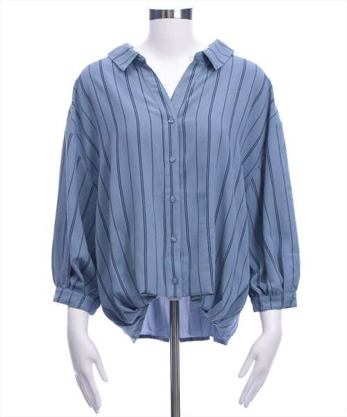 CLEAR BASIC（クリアベーシック）の「バックレースアップ裾タック七分袖ブラウス[オフィスカジュアル 着回し抜群 大人]（シャツ/ブラウス・レディース・オフホワイト/グレー系その他/ブラック/ブルー系その他/ベージュ系その他/ホワイト系その他・F）」の13枚目の写真