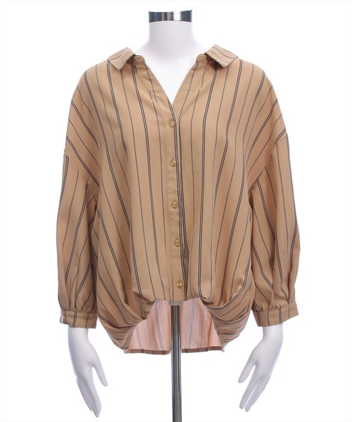 CLEAR BASIC（クリアベーシック）の「バックレースアップ裾タック七分袖ブラウス[オフィスカジュアル 着回し抜群 大人]（シャツ/ブラウス・レディース・オフホワイト/グレー系その他/ブラック/ブルー系その他/ベージュ系その他/ホワイト系その他・F）」の12枚目の写真