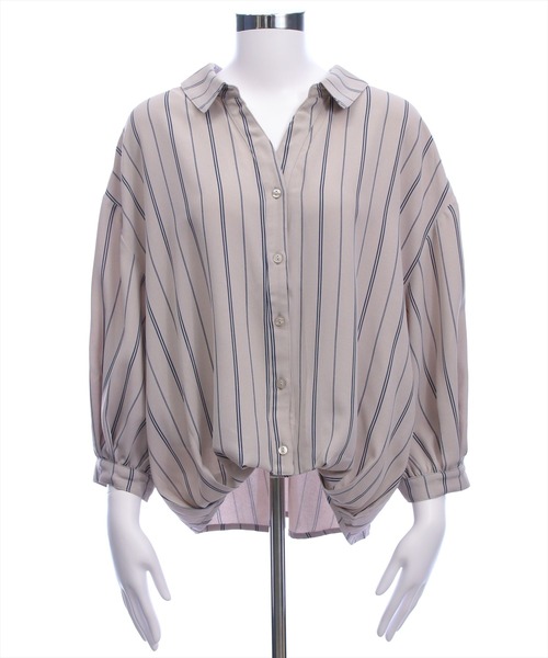 CLEAR BASIC（クリアベーシック）の「バックレースアップ裾タック七分袖ブラウス[オフィスカジュアル 着回し抜群 大人]（シャツ/ブラウス・レディース・オフホワイト/グレー系その他/ブラック/ブルー系その他/ベージュ系その他/ホワイト系その他・F）」の11枚目の写真