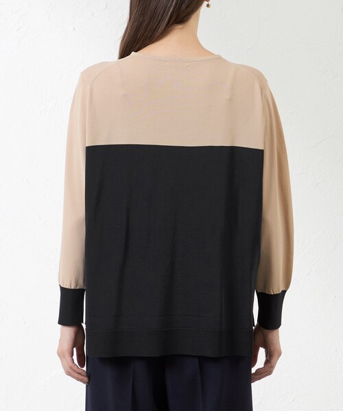 amaca（アマカ）の「バルキーレーヨンチュニックニット（ニット/セーター・レディース・ワイン/オフホワイト/ベージュ・38）」の9枚目の写真