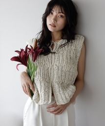 ENC(GN)mixed yarn hand knit vest / ~bNXnhjbgxXg(xXg)
