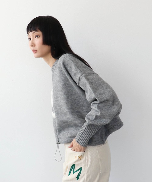 Three Four Time（ｽﾘｰﾌｫｰﾀｲﾑ）の「ジャガードナンバーロゴショートプルオーバー（スウェット・レディース・オフホワイト/グレー・FREE）」の8枚目の写真