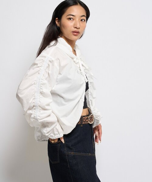 WHO'S WHO gallery（フーズフーギャラリー）の「ギャザーフードシャツブルゾン（ブルゾン・レディース・ブラック/ブラック系その他/ブラウン/ホワイト・FREE）」の19枚目の写真