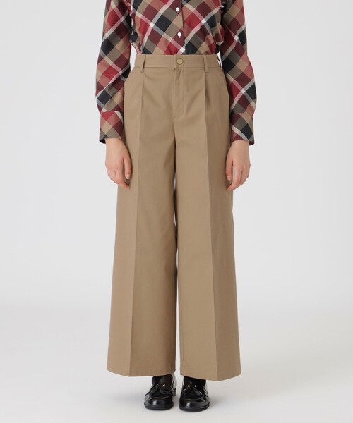 BLUE LABEL CRESTBRIDGE(ブルーレーベルクレストブリッジ)の「ハイウエストワイドパンツ(その他パンツ・レディース・ベージュ/ブラック・36/38)」の1枚目の写真