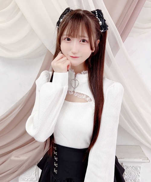 MA*RS(アメーバーマーズ)の「ハートZIPテレコトップス(Tシャツ/カットソー・レディース・ホワイト/ブラック・FREE)」の7枚目の写真