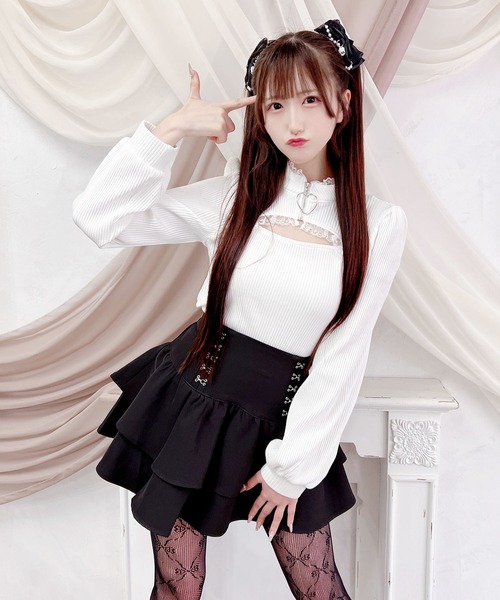 MA*RS(アメーバーマーズ)の「ハートZIPテレコトップス(Tシャツ/カットソー・レディース・ホワイト/ブラック・FREE)」の8枚目の写真