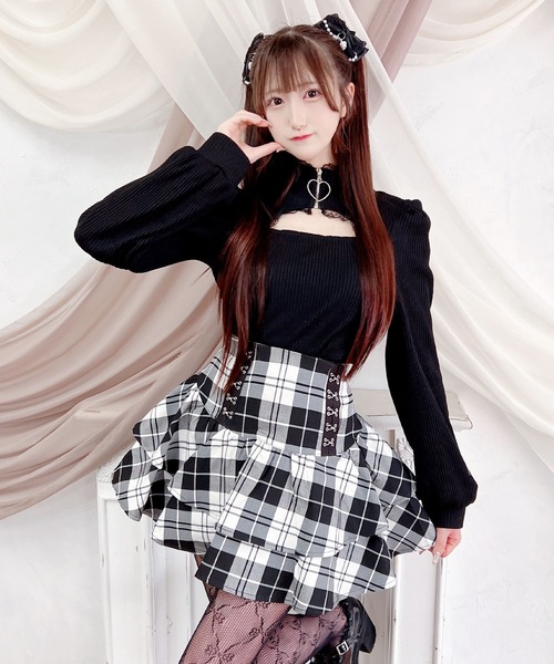 MA*RS(アメーバーマーズ)の「ハートZIPテレコトップス(Tシャツ/カットソー・レディース・ホワイト/ブラック・FREE)」の4枚目の写真