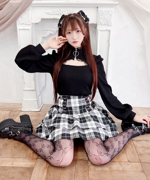 MA*RS(アメーバーマーズ)の「ハートZIPテレコトップス(Tシャツ/カットソー・レディース・ホワイト/ブラック・FREE)」の5枚目の写真