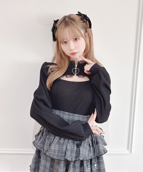 MA*RS(アメーバーマーズ)の「ハートZIPテレコトップス(Tシャツ/カットソー・レディース・ホワイト/ブラック・FREE)」の15枚目の写真