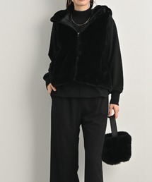 aunt lily | ふんわり艶やか 密度たっぷり フェイクファー フーディベスト(ベスト)