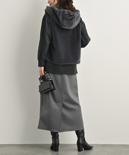 aunt lily（アントリリー）の「ふんわり艶やか 密度たっぷり フェイクファー フーディベスト（ベスト・レディース・ブラック/チャコールグレー・M/S/L/LL/3L）」の10枚目の写真