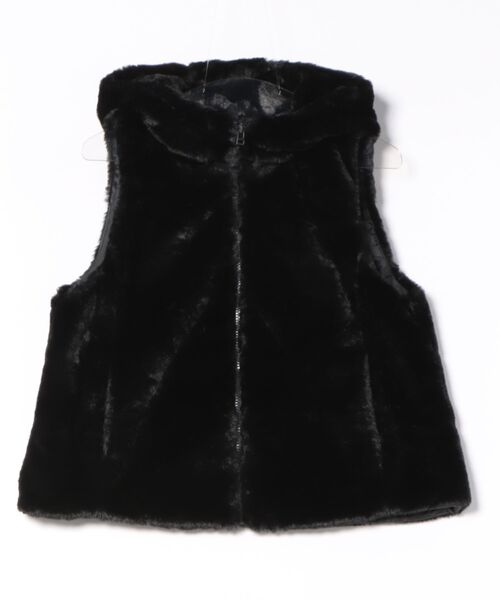 aunt lily（アントリリー）の「ふんわり艶やか 密度たっぷり フェイクファー フーディベスト（ベスト・レディース・ブラック/チャコールグレー・M/S/L/LL/3L）」の11枚目の写真
