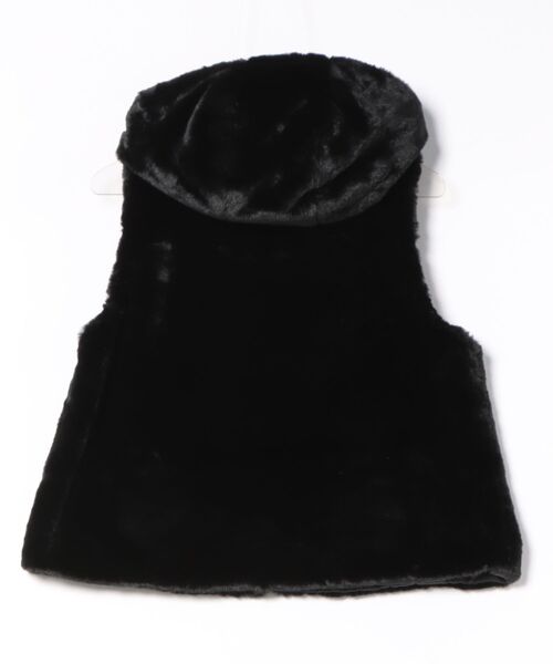 aunt lily（アントリリー）の「ふんわり艶やか 密度たっぷり フェイクファー フーディベスト（ベスト・レディース・ブラック/チャコールグレー・M/S/L/LL/3L）」の13枚目の写真