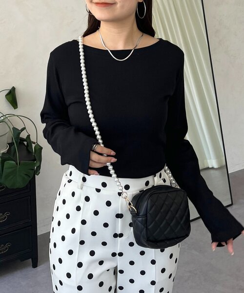 prose verse（プロズヴェール）の「【選べるネックライン】バックメタルリブロンT（Tシャツ/カットソー・レディース・ホワイト系その他/ブラック系その他/ブラック系その他2/ホワイト系その他2・LARGE/MEDIUM）」の4枚目の写真