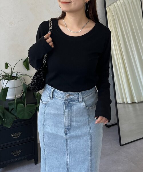 prose verse（プロズヴェール）の「【選べるネックライン】バックメタルリブロンT（Tシャツ/カットソー・レディース・ホワイト系その他/ブラック系その他/ブラック系その他2/ホワイト系その他2・LARGE/MEDIUM）」の5枚目の写真