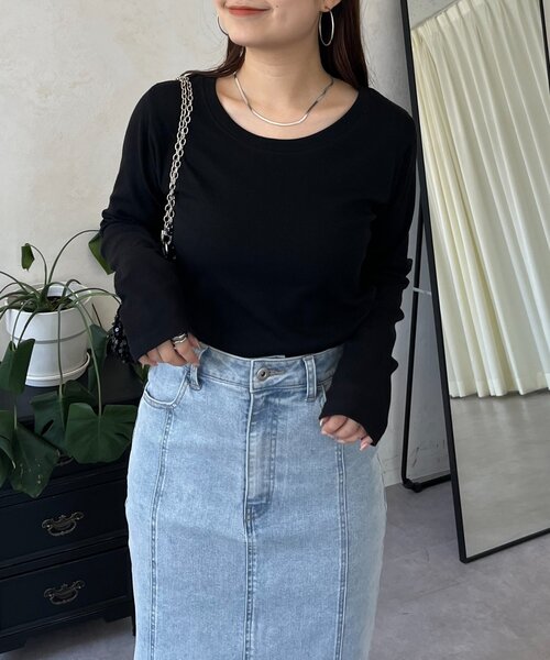 prose verse（プロズヴェール）の「【選べるネックライン】バックメタルリブロンT（Tシャツ/カットソー・レディース・ホワイト系その他/ブラック系その他/ブラック系その他2/ホワイト系その他2・LARGE/MEDIUM）」の6枚目の写真