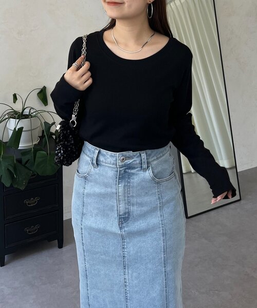 prose verse（プロズヴェール）の「【選べるネックライン】バックメタルリブロンT（Tシャツ/カットソー・レディース・ホワイト系その他/ブラック系その他/ブラック系その他2/ホワイト系その他2・LARGE/MEDIUM）」の8枚目の写真