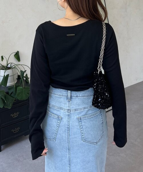 prose verse（プロズヴェール）の「【選べるネックライン】バックメタルリブロンT（Tシャツ/カットソー・レディース・ホワイト系その他/ブラック系その他/ブラック系その他2/ホワイト系その他2・LARGE/MEDIUM）」の10枚目の写真