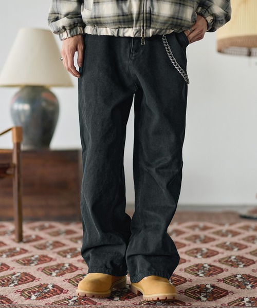 19oz ヴィンテージ加工 ワイドストレート 高密度ペインターダック