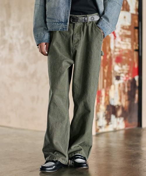 19oz ヴィンテージ加工 ワイドストレート 高密度ペインターダック