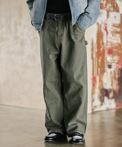 19oz ヴィンテージ加工 ワイドストレート 高密度ペインターダック