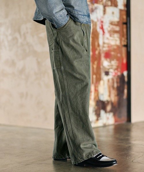 19oz ヴィンテージ加工 ワイドストレート 高密度ペインターダック