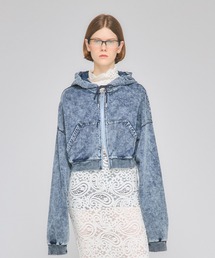 Nora Lily（ノラリリー）の「【Nora Lily】「elle」Chemical Denim Like Sweat Zip-up Hoodie（パーカー）」