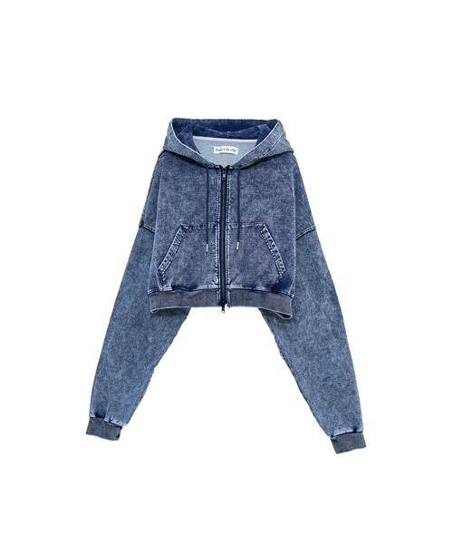 Nora Lily（ノラリリー）の「【Nora Lily】「elle」Chemical Denim Like Sweat Zip-up Hoodie（パーカー・レディース・インディゴブルー/ブラック・FREE）」の16枚目の写真