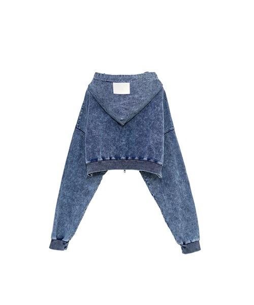 Nora Lily（ノラリリー）の「【Nora Lily】「elle」Chemical Denim Like Sweat Zip-up Hoodie（パーカー・レディース・インディゴブルー/ブラック・FREE）」の15枚目の写真