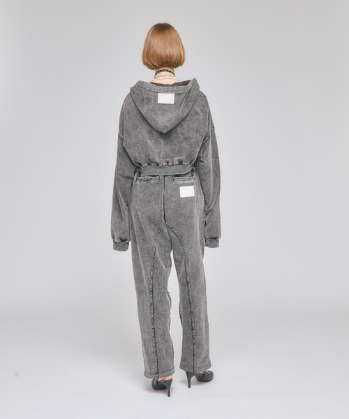 Nora Lily（ノラリリー）の「【Nora Lily】「elle」Chemical Denim Like Sweat Zip-up Hoodie（パーカー・レディース・インディゴブルー/ブラック・FREE）」の6枚目の写真