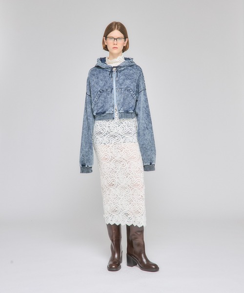 Nora Lily（ノラリリー）の「【Nora Lily】「elle」Chemical Denim Like Sweat Zip-up Hoodie（パーカー・レディース・インディゴブルー/ブラック・FREE）」の11枚目の写真