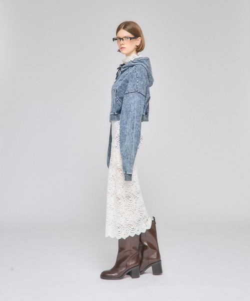 Nora Lily（ノラリリー）の「【Nora Lily】「elle」Chemical Denim Like Sweat Zip-up Hoodie（パーカー・レディース・インディゴブルー/ブラック・FREE）」の13枚目の写真