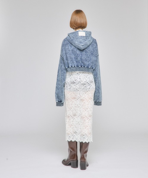 Nora Lily（ノラリリー）の「【Nora Lily】「elle」Chemical Denim Like Sweat Zip-up Hoodie（パーカー・レディース・インディゴブルー/ブラック・FREE）」の14枚目の写真