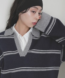 LIAN（リアン）の「アルパカタッチボーダーポロニット（ニット/セーター）」