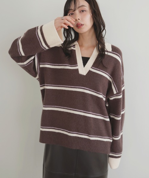 REPLAY ＸＬニット　アルパカ込み シャギージャカードワイドラグランニット（ニット/セーター