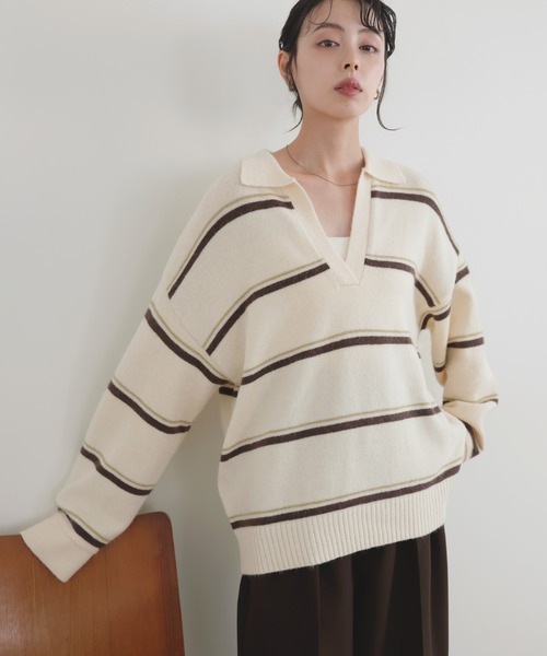 REPLAY ＸＬニット　アルパカ込み アルパカタッチボーダーポロニット（ニット/セーター）｜LIAN