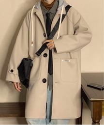 link lot（リンクロット）の「フード付きミドル丈ウールタッチコート（チェスターコート）」