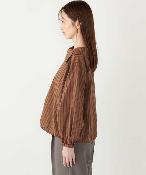SHIPS Colors:〈洗濯機可能〉ロール カラー ストライプ ブラウス